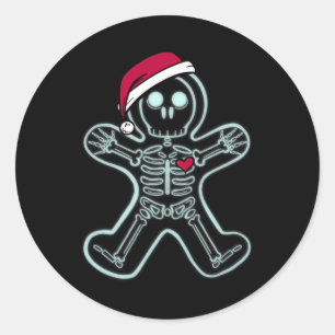 Röntgen Gingerbread Man Skeleton Christmas Nurse X Runder Aufkleber