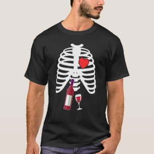 Röntgen-Skelett-Rippenkäfig-Weinglas-Halloween-Tri T-Shirt