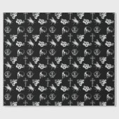 Röntgen Skulls Schlangen Crosses Halloween Schwarz Geschenkpapier (Flach)