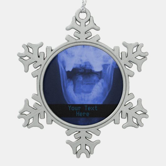 Röntgenaufnahme 3 - elektromagnetisches Blau Schneeflocken Zinn-Ornament (Vorderseite)