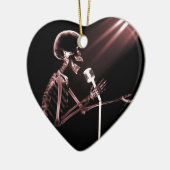 RÖNTGENBLICK-SKELETON GESANG AUF RETRO MIC - ROT KERAMIK ORNAMENT (Links)