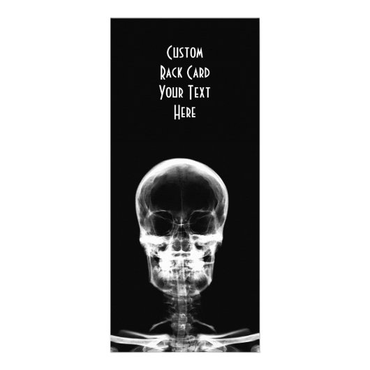 RÖNTGENBLICK-SKELETON SCHÄDEL - B&W WERBEKARTE (Vorne)