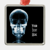 RÖNTGENBLICK-SKELETON SCHÄDEL - BLAU SILBERNES ORNAMENT (Vorne)