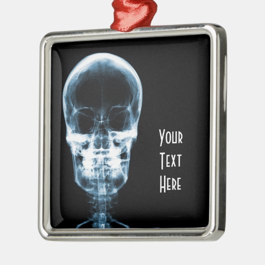 RÖNTGENBLICK-SKELETON SCHÄDEL - BLAU SILBERNES ORNAMENT (Links)