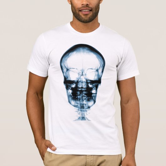 RÖNTGENBLICK-SKELETON SCHÄDEL - BLAU T-Shirt (Vorderseite)