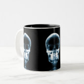 RÖNTGENBLICK-SKELETON SCHÄDEL - BLAU ZWEIFARBIGE TASSE (Vorderseite Links)