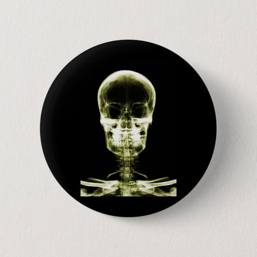 RÖNTGENBLICK-SKELETON SCHÄDEL - GELB BUTTON (Vorderseite)