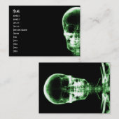 RÖNTGENBLICK-SKELETON SCHÄDEL - GRÜN VISITENKARTE (Vorne/Hinten)