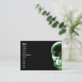 RÖNTGENBLICK-SKELETON SCHÄDEL - GRÜN VISITENKARTE (Stehend Vorderseite)