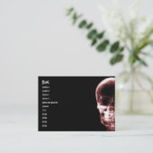 RÖNTGENBLICK-SKELETON SCHÄDEL - ROT VISITENKARTE (Stehend Vorderseite)