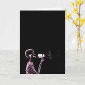 RÖNTGENBLICK-SKELETT AUF MEGAPHON - ROSA KARTE (Gelbe Blume)