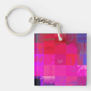 Röntgenmädchen Glitch Art Gitter Hot Pink Schlüsselanhänger