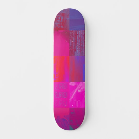 Röntgenmädchen Glitch Art Gitter Hot Pink Skateboard (Vorderseite)