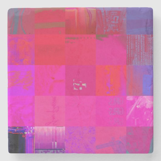 Röntgenmädchen Glitch Art Gitter Hot Pink Steinuntersetzer (Vorderseite)