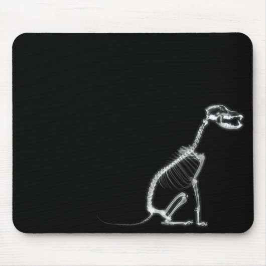 RÖNTGENSTRAHL-HÜNDCHEN-SKELETT-SITZEN - B&W MOUSEPAD (Vorne)