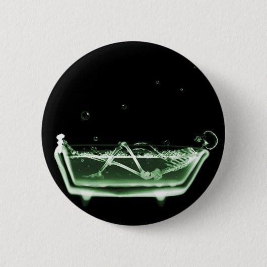 Röntgenstrahl-Skeleton Bad-Schwarz-Grün Button (Vorderseite)