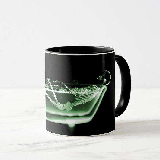 Röntgenstrahl-Skeleton Bad-Schwarz-Grün Tasse (VorderseiteRechts)