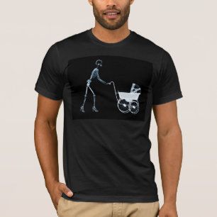 RÖNTGENSTRAHL-SKELETON FRAU U. KINDERWAGEN - BLAU T-Shirt