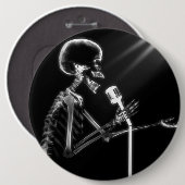 RÖNTGENSTRAHL-SKELETON GESANG AUF RETRO MIC - B&W BUTTON (Vorne & Hinten)