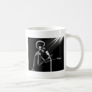 RÖNTGENSTRAHL-SKELETON GESANG AUF RETRO MIC - B&W KAFFEETASSE