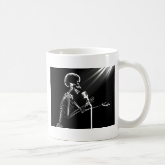 RÖNTGENSTRAHL-SKELETON GESANG AUF RETRO MIC - B&W KAFFEETASSE (Rechts)