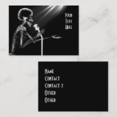 RÖNTGENSTRAHL-SKELETON GESANG AUF RETRO MIC - B&W VISITENKARTE (Vorne/Hinten)