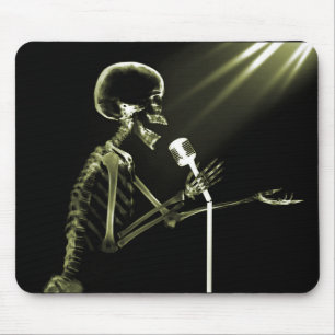 RÖNTGENSTRAHL-SKELETON GESANG AUF RETRO MIC - GELB MOUSEPAD