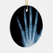 RÖNTGENSTRAHL-SKELETON HANDfinger BLAU Keramik Ornament (Rechts)