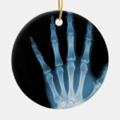 RÖNTGENSTRAHL-SKELETON HANDfinger BLAU Keramik Ornament (Vorne)