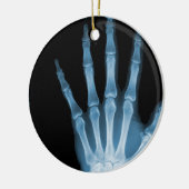 RÖNTGENSTRAHL-SKELETON HANDfinger BLAU Keramik Ornament (Links)