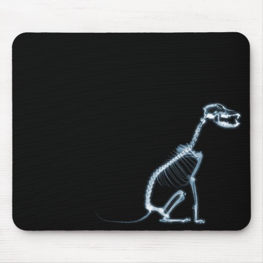 RÖNTGENSTRAHL-SKELETON HUNDEsitzen - BLAU U. Mousepad (Vorne)