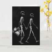 Röntgenstrahl-Skeleton Paar-Reisen Schwarz-weiß Karte (Gelbe Blume)