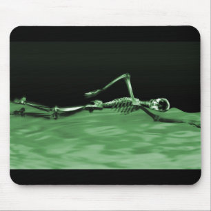 Röntgenstrahl-Skeleton Schwimmen - Grün Mousepad
