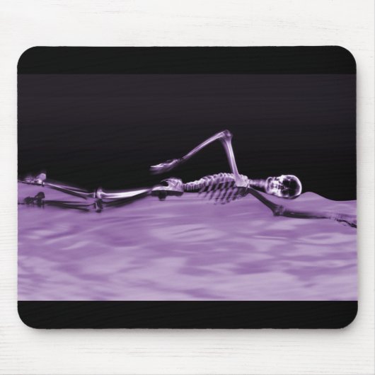 Röntgenstrahl-Skeleton Schwimmen - lila Mousepad (Vorne)