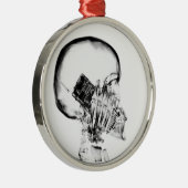 RÖNTGENSTRAHL-SKELETT AM TELEFON - B&W ORNAMENT AUS METALL (Rechts)