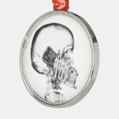 RÖNTGENSTRAHL-SKELETT AM TELEFON - B&W ORNAMENT AUS METALL (Links)