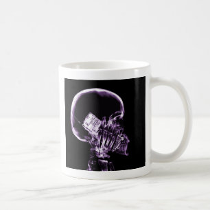 RÖNTGENSTRAHL-SKELETT AM TELEFON - LILA KAFFEETASSE