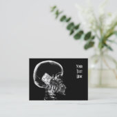 RÖNTGENSTRAHL-SKELETT AUF HANDY-SCHWARZEM U. WEISS VISITENKARTE (Stehend Vorderseite)