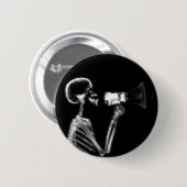RÖNTGENSTRAHL-SKELETT AUF MEGAPHON - B&W BUTTON (Vorne & Hinten)