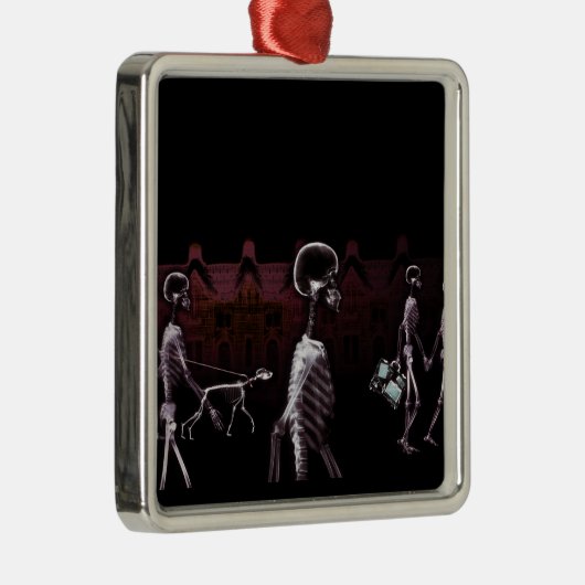 Röntgenstrahl-SkelettemitternachtsStroll - Vorlage Ornament Aus Metall (Rechts)