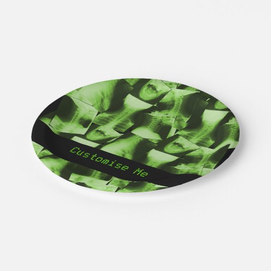 Röntgenstrahlgrün Pappteller (Schrägansicht)