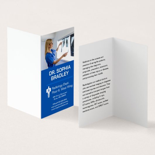 Röntgenuntersuchung des Patienten Visitenkarten (Innenseite und Außenseite)