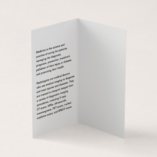 Röntgenuntersuchung des Patienten Visitenkarten (Innenseite)