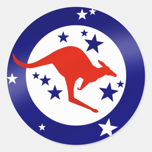 Roo Flag Australia Kangaroo Oz Aussie Runder Aufkleber (Vorderseite)