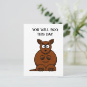 Roo This Day, Funny Angry Kangaroo Cartoon Postkarte (Stehend Vorderseite)