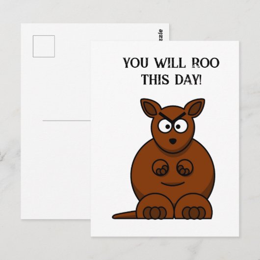 Roo This Day, Funny Angry Kangaroo Cartoon Postkarte (Vorne/Hinten)