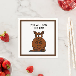 Roo This Day, Funny Angry Kangaroo Cartoon Serviette