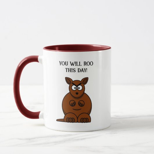 Roo This Day, Funny Angry Kangaroo Cartoon Tasse (Links)
