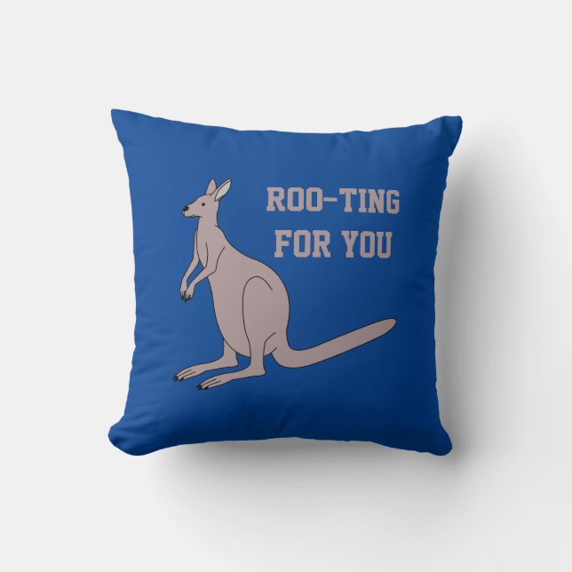 Roo-ting für Sie Niedlich Aussie Funny Kangaroo Pu Kissen (Vorderseite)