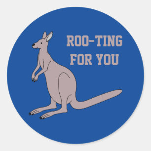 Roo-ting für Sie Niedlich Aussie Funny Kangaroo Pu Runder Aufkleber